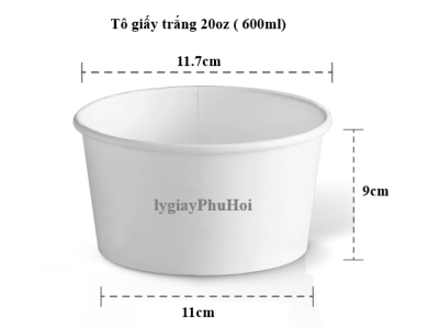 Tô giấy trắng 20oz (600ml)